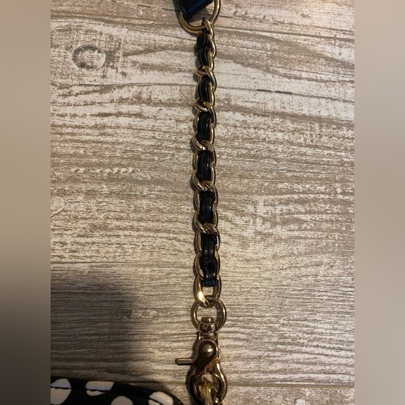 Betsey Johnson black tote bag with polka dots and blue heart - Picture 5 of 16